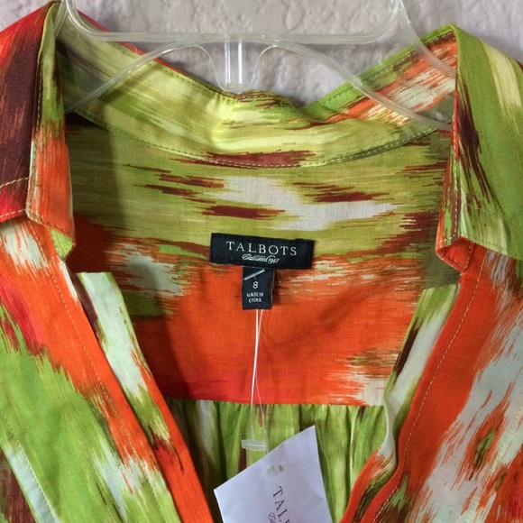 Talbots vibrant tunic blouse coverup v-neck - Picture 4 of 8
